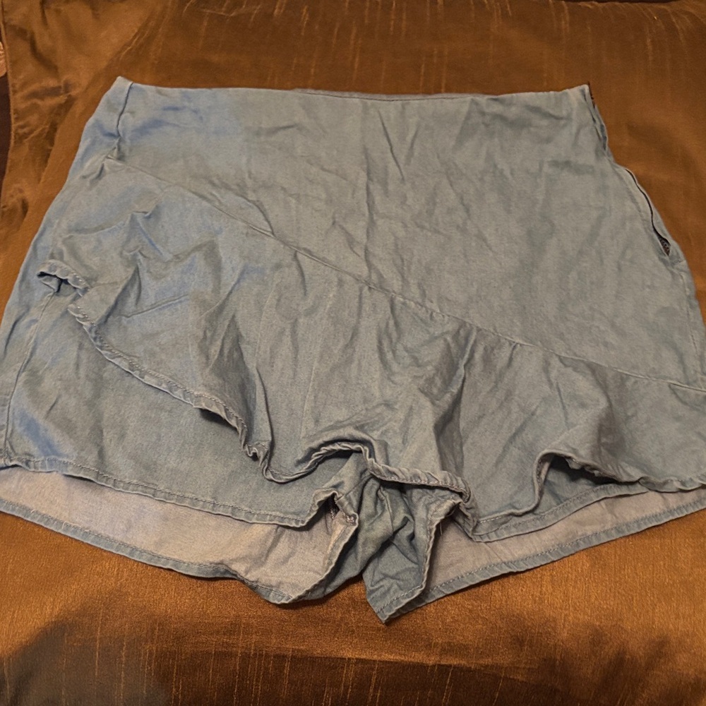 PacSun Denim Ruffle Skort in Blue